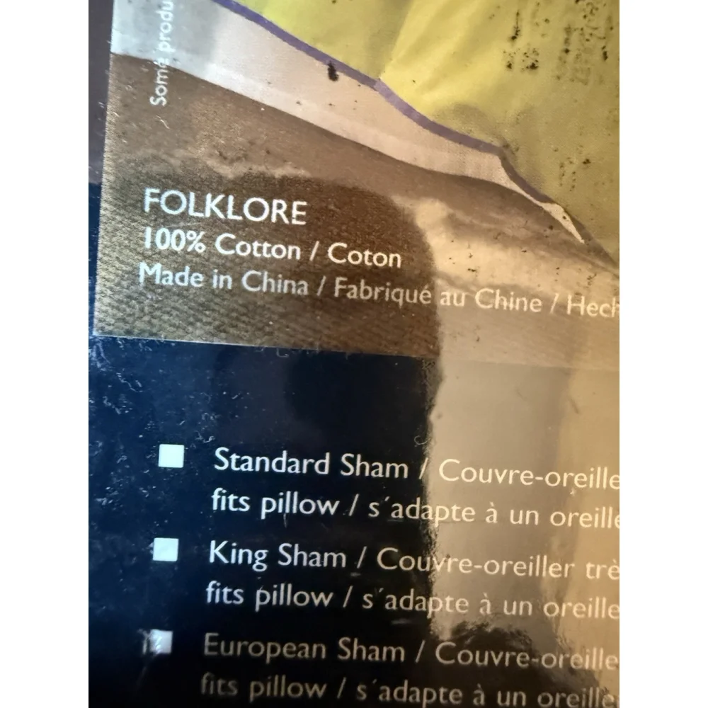 Tommy Hilfiger Folklore Euro Sham Purple/Blue European Pillow Sham 26” x 26” New